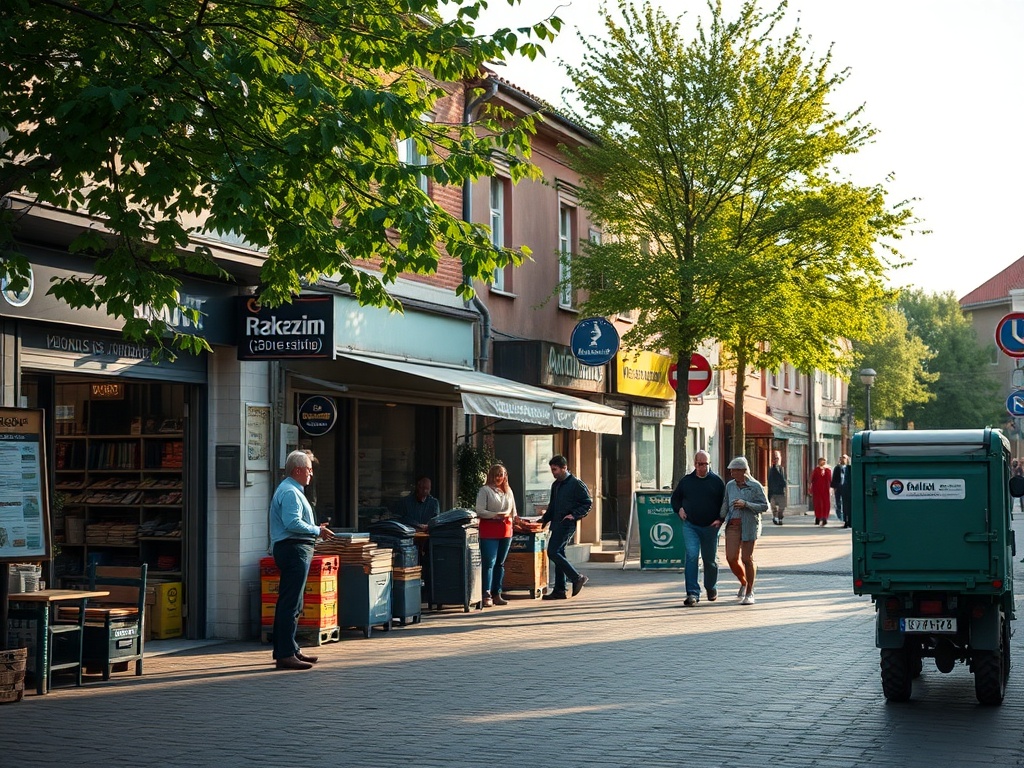 Mapa z zaznaczonymi Brzezinami i symbolami funduszy europejskich, ilustrująca Fundusze Europejskie Brzeziny.