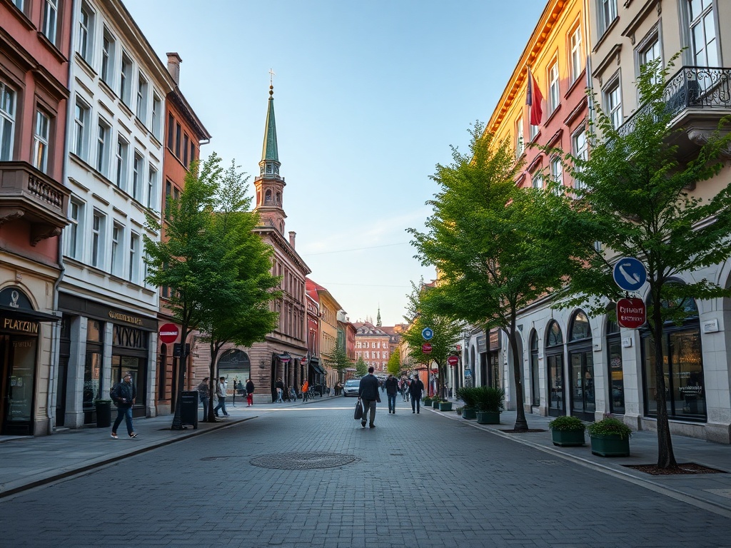 Mapa pokazująca lokalizację infrastruktury i usług w Brzezinach, skupiająca się na kluczowych punktach.